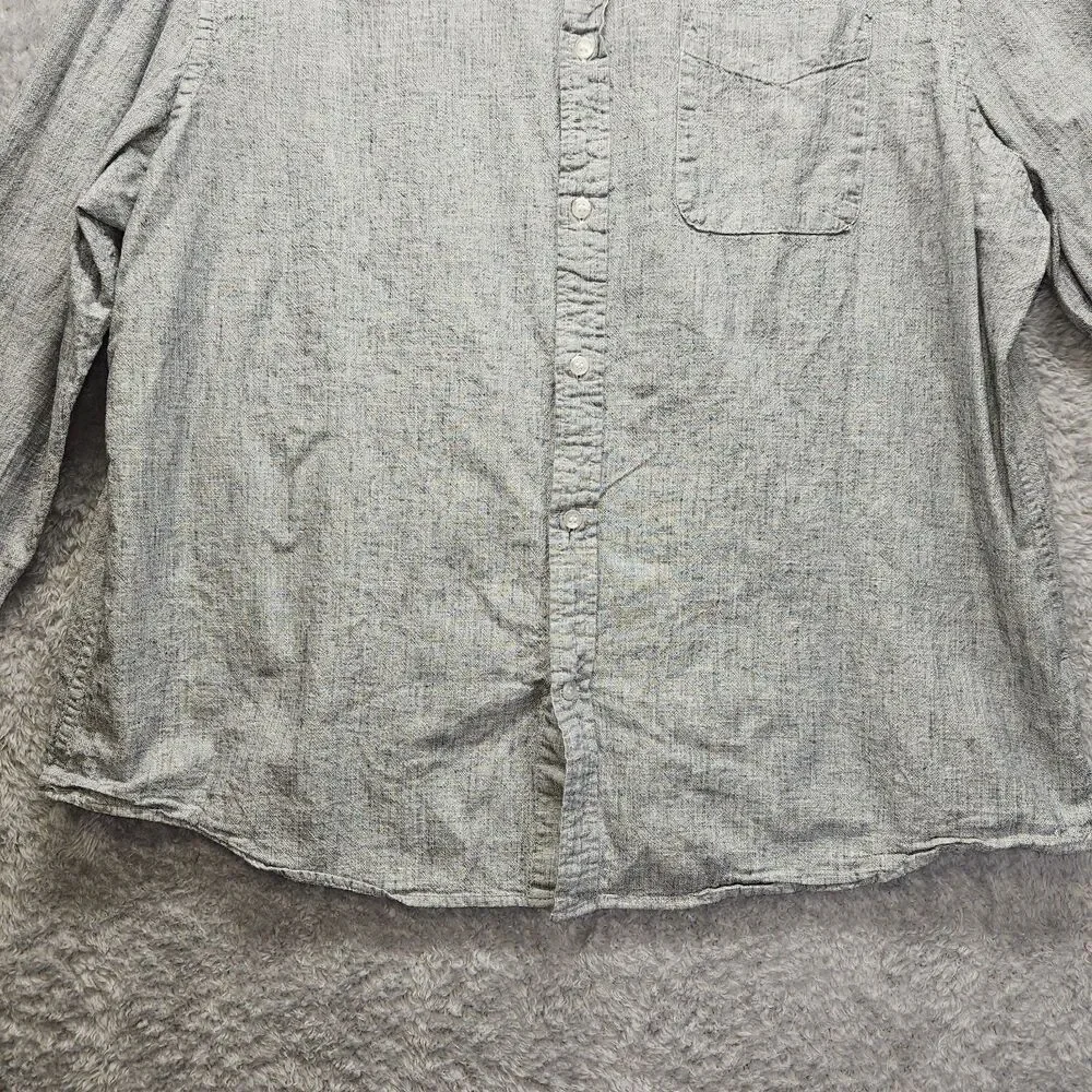 Banana Republic Mens Gray Oxford Shirt Button Down Untucked Fit XXL Preppy